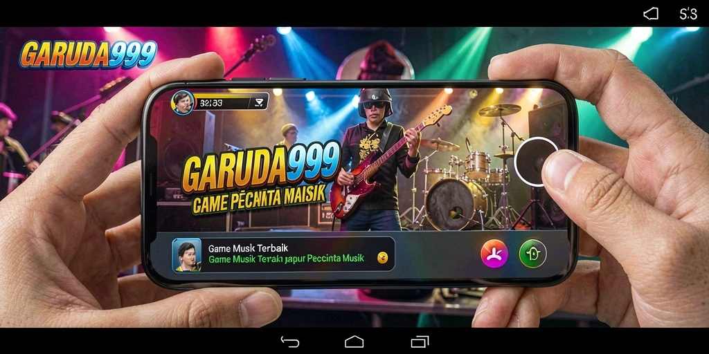 Screenshot utama GARUDA999 menampilkan antarmuka musik yang menarik.