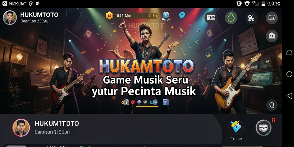 Tampilan gameplay HUKUMTOTO yang menarik dengan nuansa musik seru.