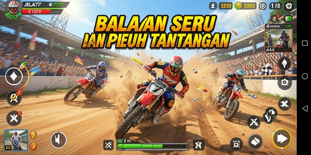 Tampilan gameplay JELAS777 yang mendebarkan saat balapan.