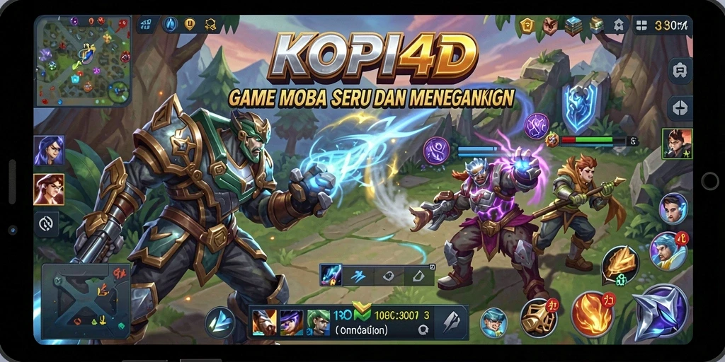 Tampilan gameplay seru KOPI4D dengan strategi pertarungan MOBA.