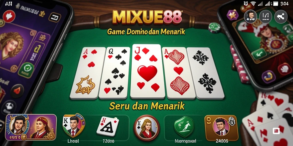 Tampilan gameplay menarik dari MIXUE88 dengan kartu Domino.