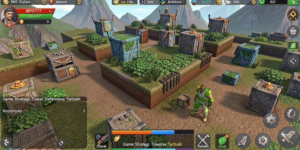 Tampilan gameplay MPO777 dengan menara yang siap menghadapi serangan musuh.