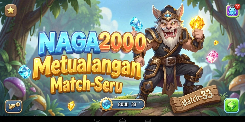 Screenshot gameplay seru NAGA2000 dengan elemen Match-3 yang menarik.