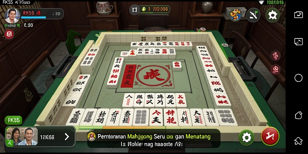 Screenshot gameplay RK55 menampilkan keseruan permainan Mahjong.