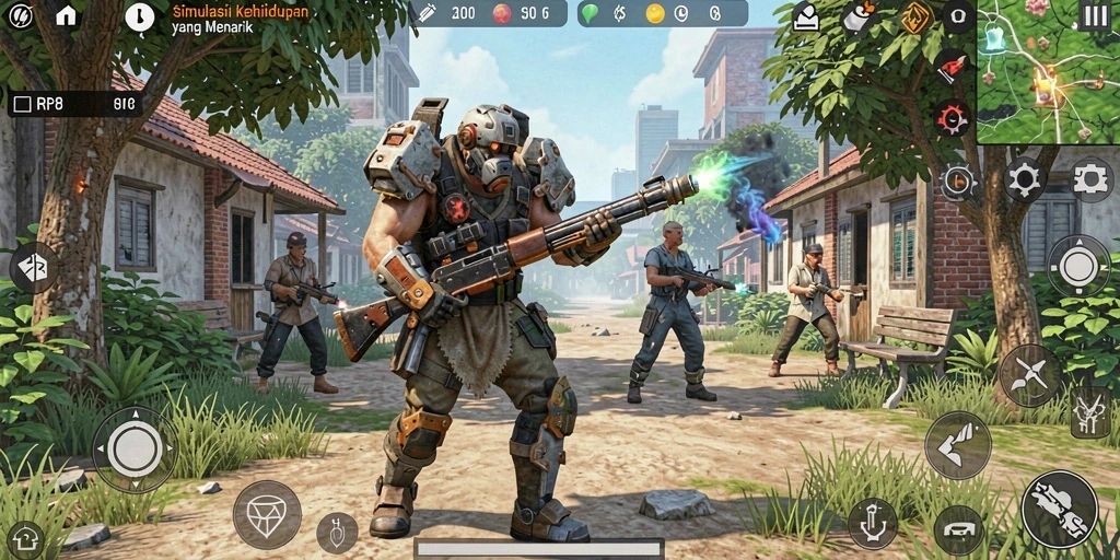Tampilan gameplay menarik dari RP8 yang menunjukkan simulasi kehidupan.