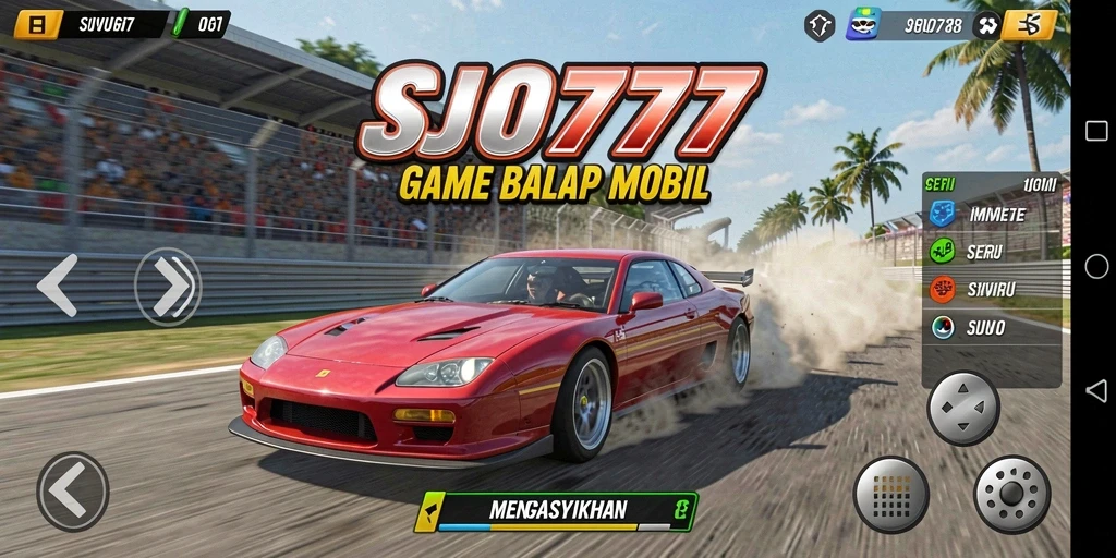 Tampilan gameplay balap mobil yang seru dan mendebarkan di SJO777.
