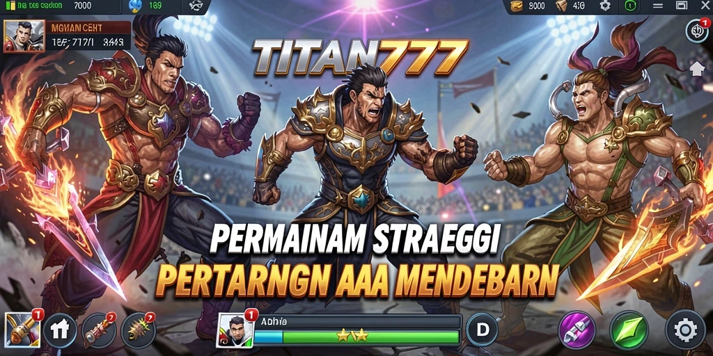 Menampilkan aksi pertempuran seru dan strategi dalam <strong>TITAN777</strong>.