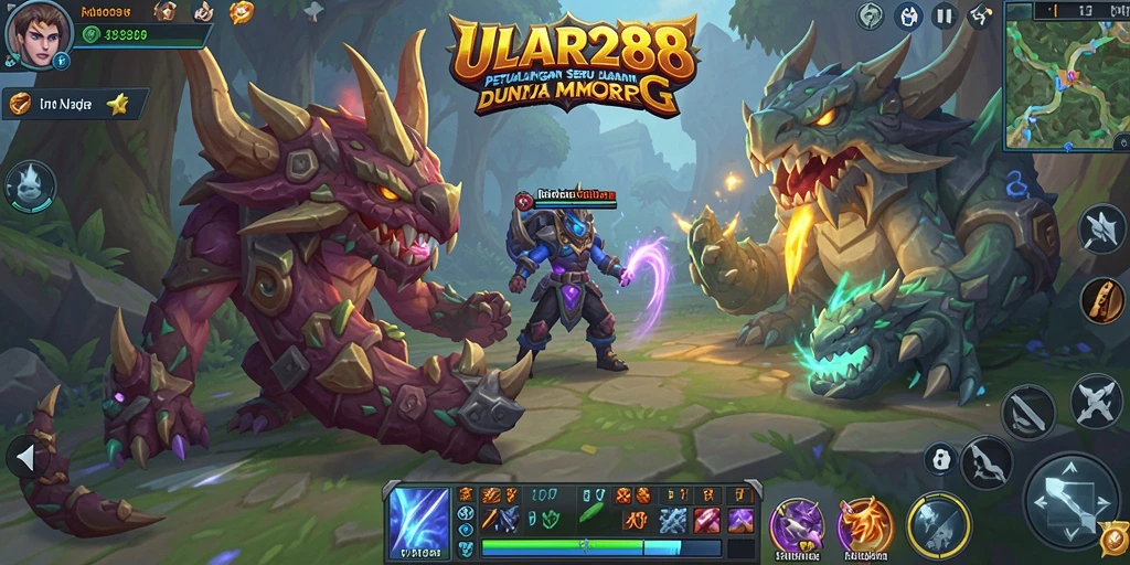 Tampilan screenshot ULAR288 menampilkan adegan seru dalam pertempuran MMORPG.
