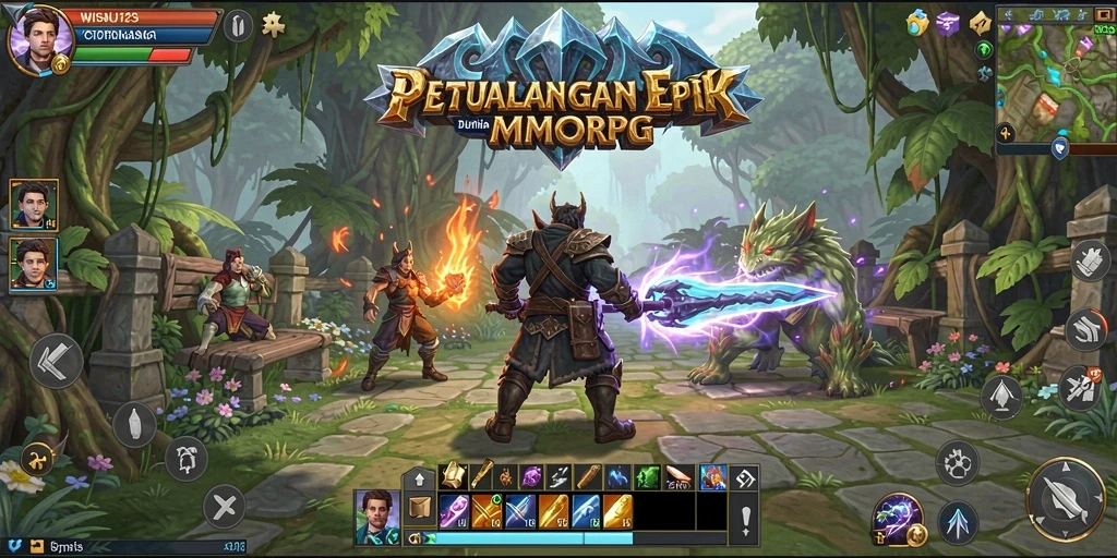 Screenshot menunjukkan aksi seru dalam permainan MMORPG WISNU123.
