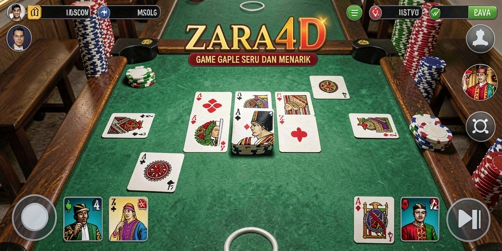 Screenshot gameplay ZARA4D menunjukkan aksi seru permainan Gaple.